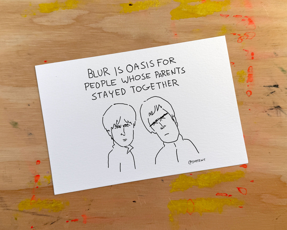 Oasis Vs Blur - Comic Postcard