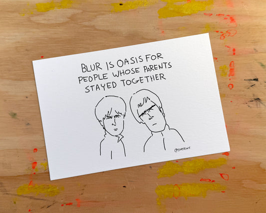 Oasis Vs Blur - Comic Postcard